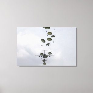Army Soldiers jump out of a C-17 Globemaster II Canvas Print