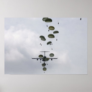 Army Soldiers jump out of a C-17 Globemaster II Poster