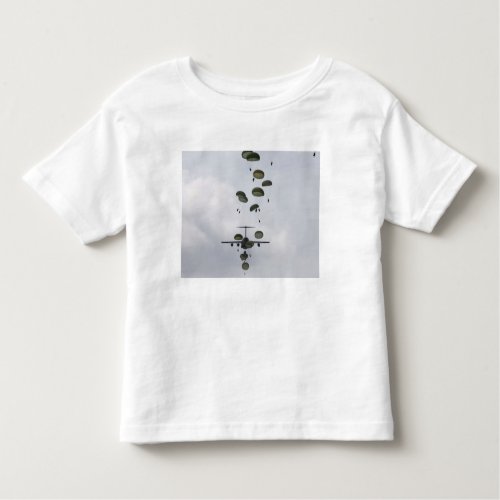 Army Soldiers jump out of a C_17 Globemaster II Toddler T_shirt