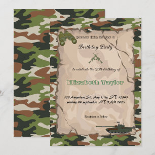 Army Soldiers Military Birthday Invitation