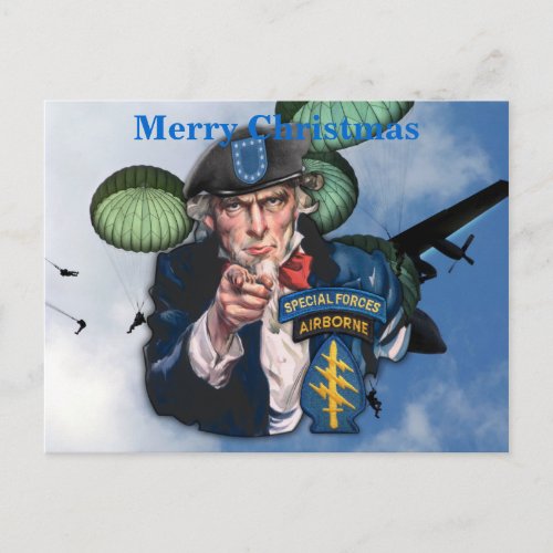 Army special forces green berets iraq patch holiday postcard