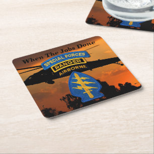Army Special Forces SF SFG Rangers Green Berets Square Paper Coaster