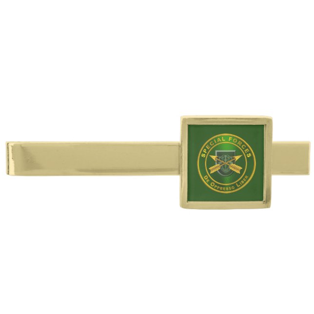 Army Special Forces Veteran  Gold Finish Tie Bar (Front)