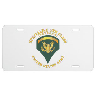 Army - Specialist 5th Class - SP5 - Veteran - V1 License Plate