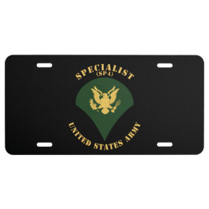 Army - Specialist - SP4 - Flat License Plate