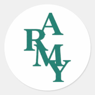 Army Stacked Bold Typography Minimal Design Classic Round Sticker