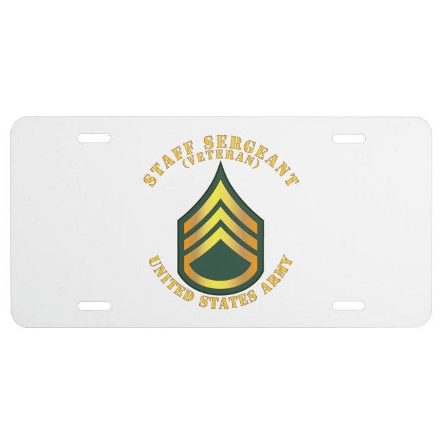 Army - Staff Sergeant - SSG - Veteran License Plate (Front)
