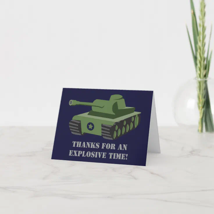 Army Tank Birthday Party Thank You Card | Zazzle