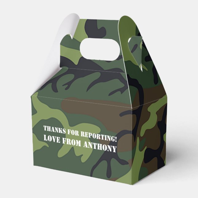 Army themed Birthday Party guest Favor Boxes (Front Side)