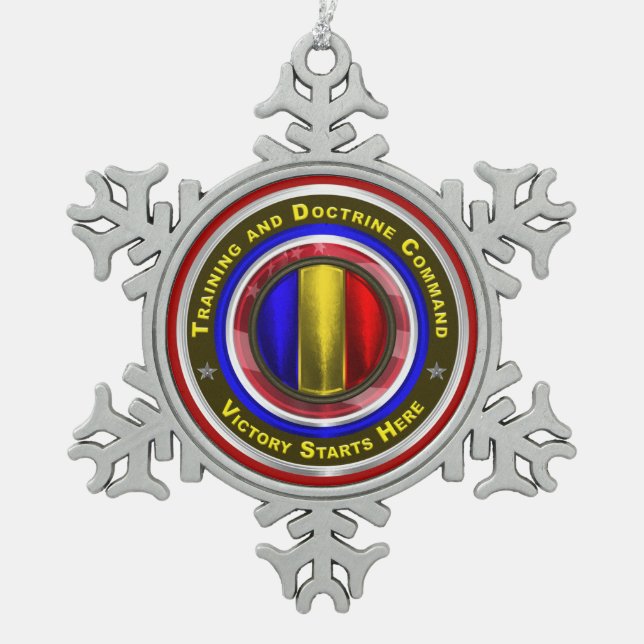 Army Training and Doctrine Command Keepsake Snowflake Pewter Christmas Ornament (Front)