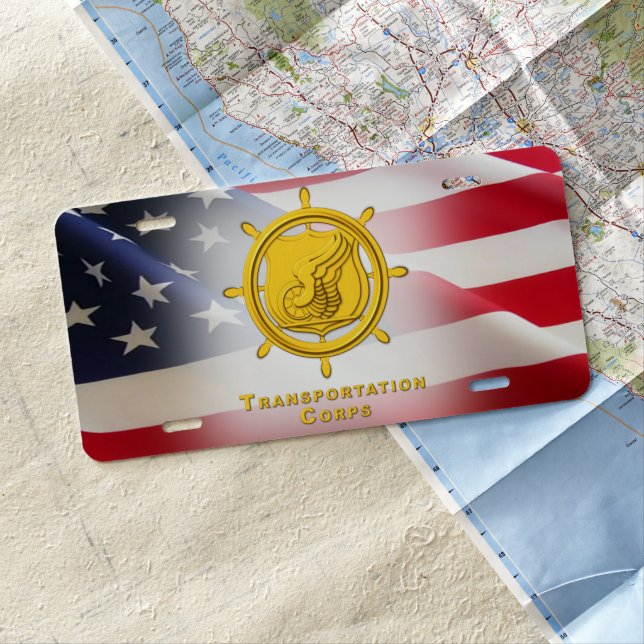 Army Transportation Corps Gold Design License Plate (In Situ)