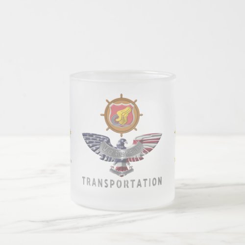 Army Transportation Corps Veteran Customized Eagle Frosted Glass Coffee Mug
