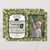 Army Troops Photo Birthday Party Camo Military Invitation (Front/Back)