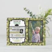 Army Troops Photo Birthday Party Camo Military Invitation (Standing Front)