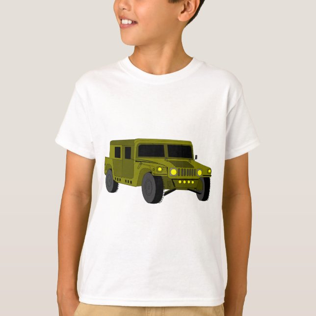 Army Truck Cartoon Drawing T-Shirt (Front)