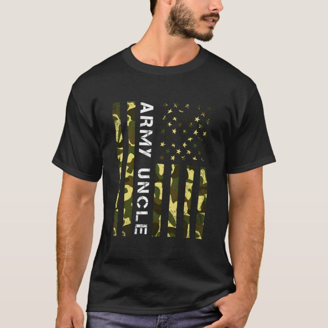 Army Uncle Camou Usa American Flag Family Veteran  T-Shirt (Front)