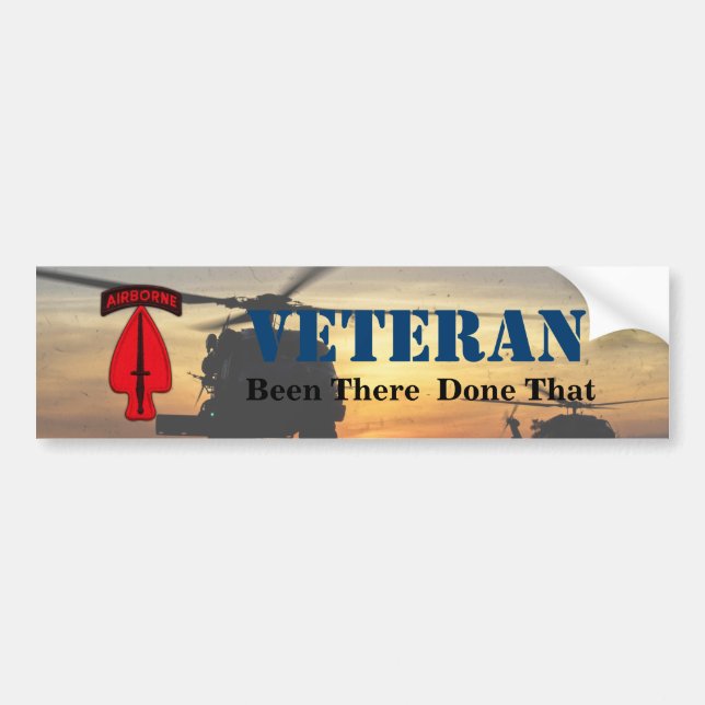 Army USASOC Special Ops Veterans Vets LRRPS Bumper Sticker (Front)