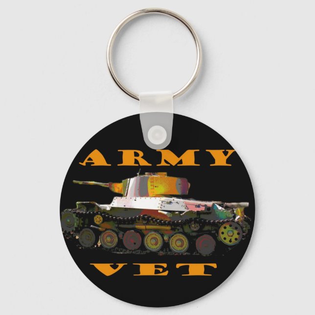 Army Vet Classic Camoflague Tanker Keychain (Front)