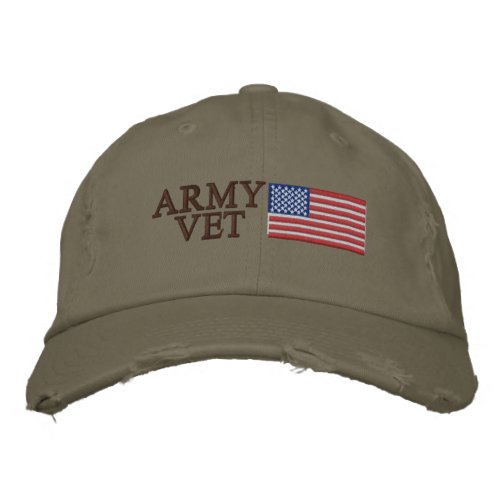 Army Vet with American Flag Patriotic Military Embroidered Baseball Hat