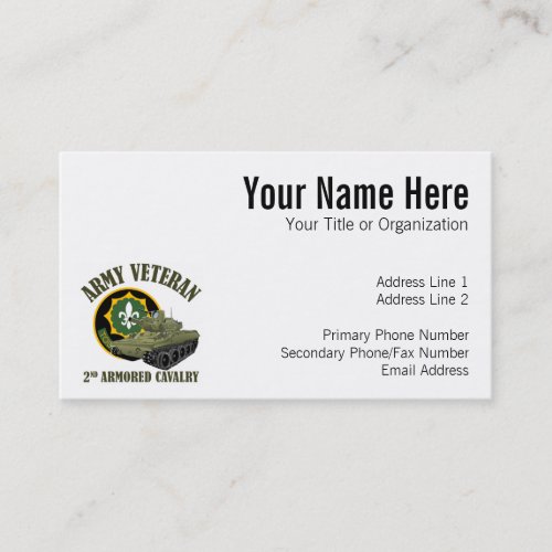 Army Veteran _ 2nd ACR M551 Business Card