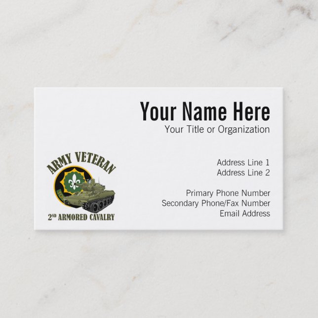 Army Veteran - 2nd ACR M551 Business Card (Front)