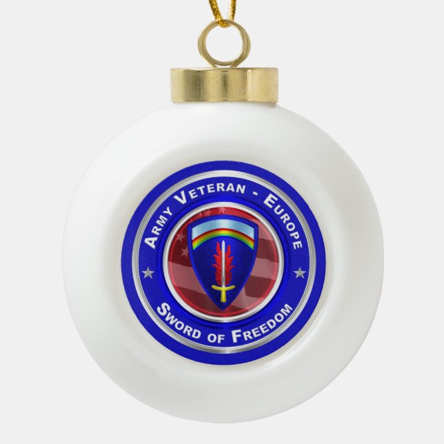 Army Veteran-Europe Keepsake Christmas Ceramic Ball Christmas Ornament (Front)
