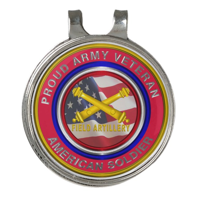 Army Veteran Field Artillery Golf Hat Clip (Front)
