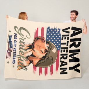 Army Veteran - Fleece Blanket, 60"x80"