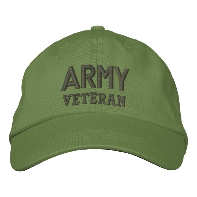 Army Veteran Military Embroidered Baseball Cap (Front)