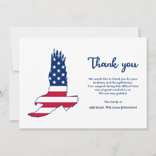 Army Veteran Military Funeral Eagle American Flag Thank You Card