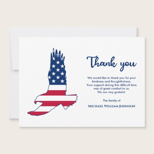 Army Veteran Military Funeral Eagle American Flag Thank You Card Army Veteran Military Funeral Eagle American Flag Thank You Card