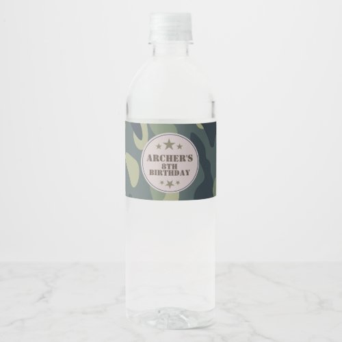 Army water label Camouflage Water Bottle Label