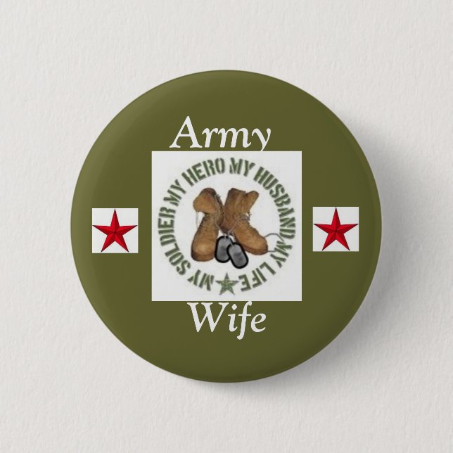 Army wife clip art, star, star, Army , Wife Pinback Button (Front)