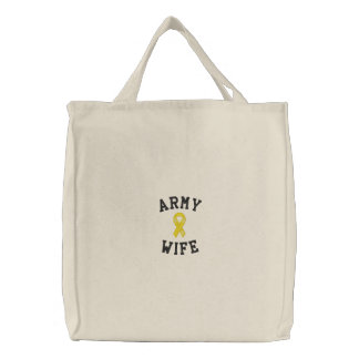 Army Wife Embroidered Tote Bag