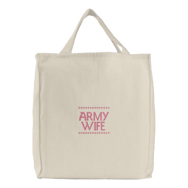 Army Wife Embroidered Tote Bag (Front)