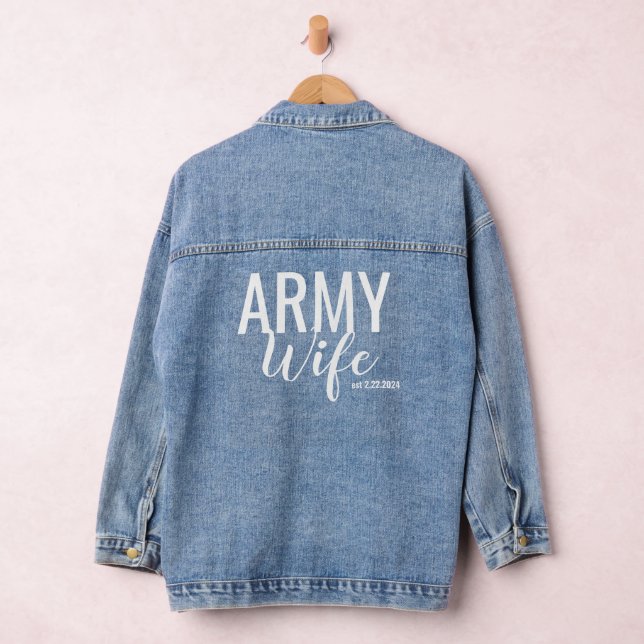 Army Wife Minimalist Script Denim Jacket (Hangar)