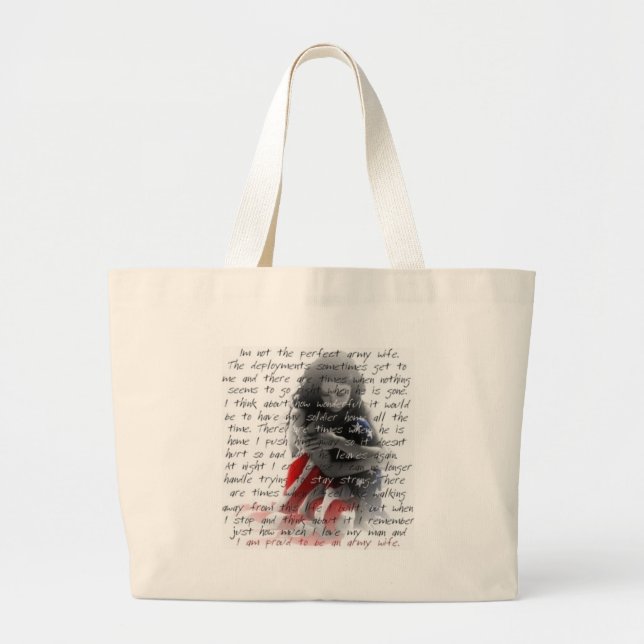 Army wife poem large tote bag (Front)