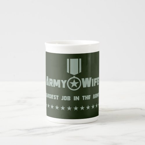 Army Wife Proud Military Service Star Medal Bone China Mug