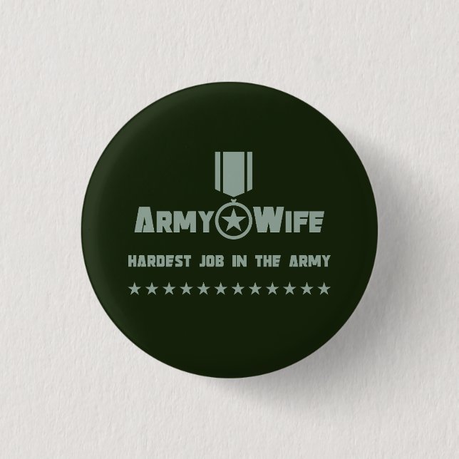 Army Wife Proud Military Service Star Medal Button (Front)