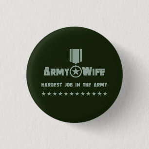 Army Wife Proud Military Service Star Medal Button