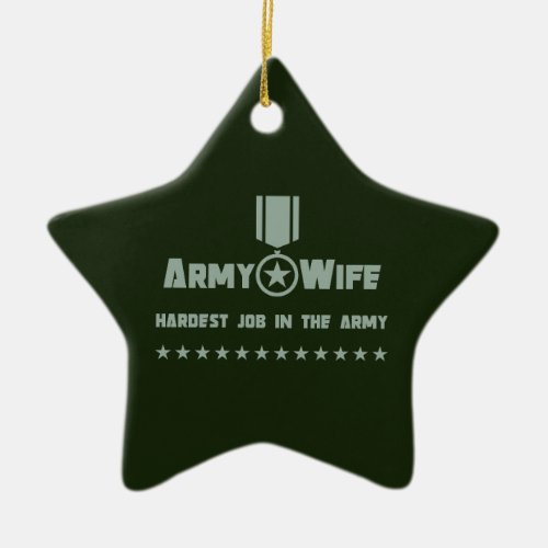 Army Wife Proud Military Service Star Medal Ceramic Ornament