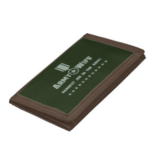 Army Wife Proud Military Service Star Medal Tri-fold Wallet