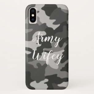 Army Wifey Winter Gray Camo iPhone Case