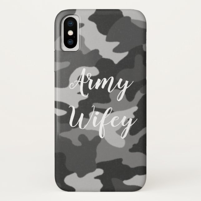 Army Wifey Winter Gray Camo iPhone Case (Back)