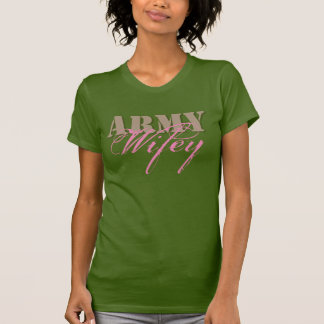 Army Wifey Women's Tan, Green and Pink T-Shirt