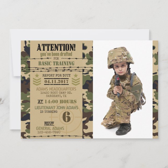 Army Woodland Camouflage Military Birthday Invitation (Front)