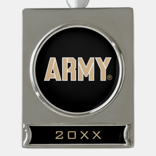 Army Wordmark Silver Plated Banner Ornament