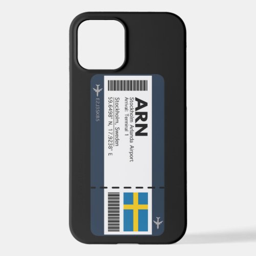 ARN Stockholm Boarding Pass _ Sweden Travel iPhone 12 Case
