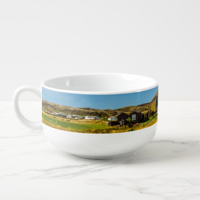 Arnarstapi Amtmansshus And Mount Stapafell, Icelan Soup Mug (Right)
