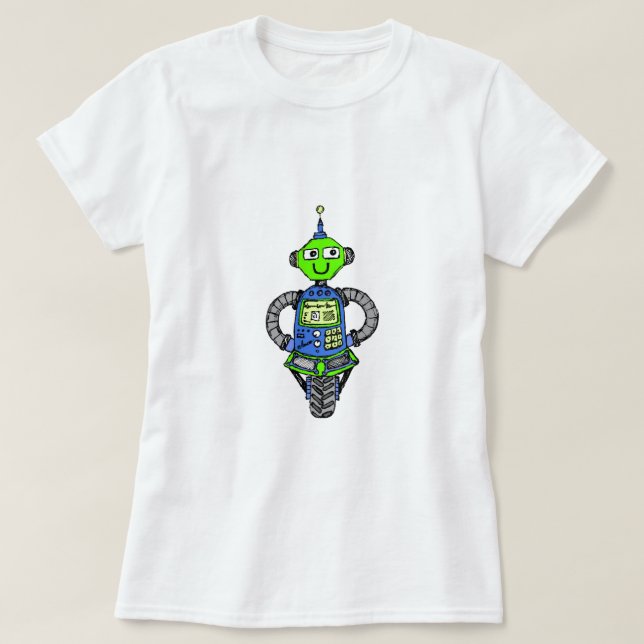 Arnie robot, blue and green T-Shirt (Design Front)